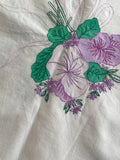 0.84m Tied in Lilac Hand Embroidered Baumwolle Cotton Table Linen Square