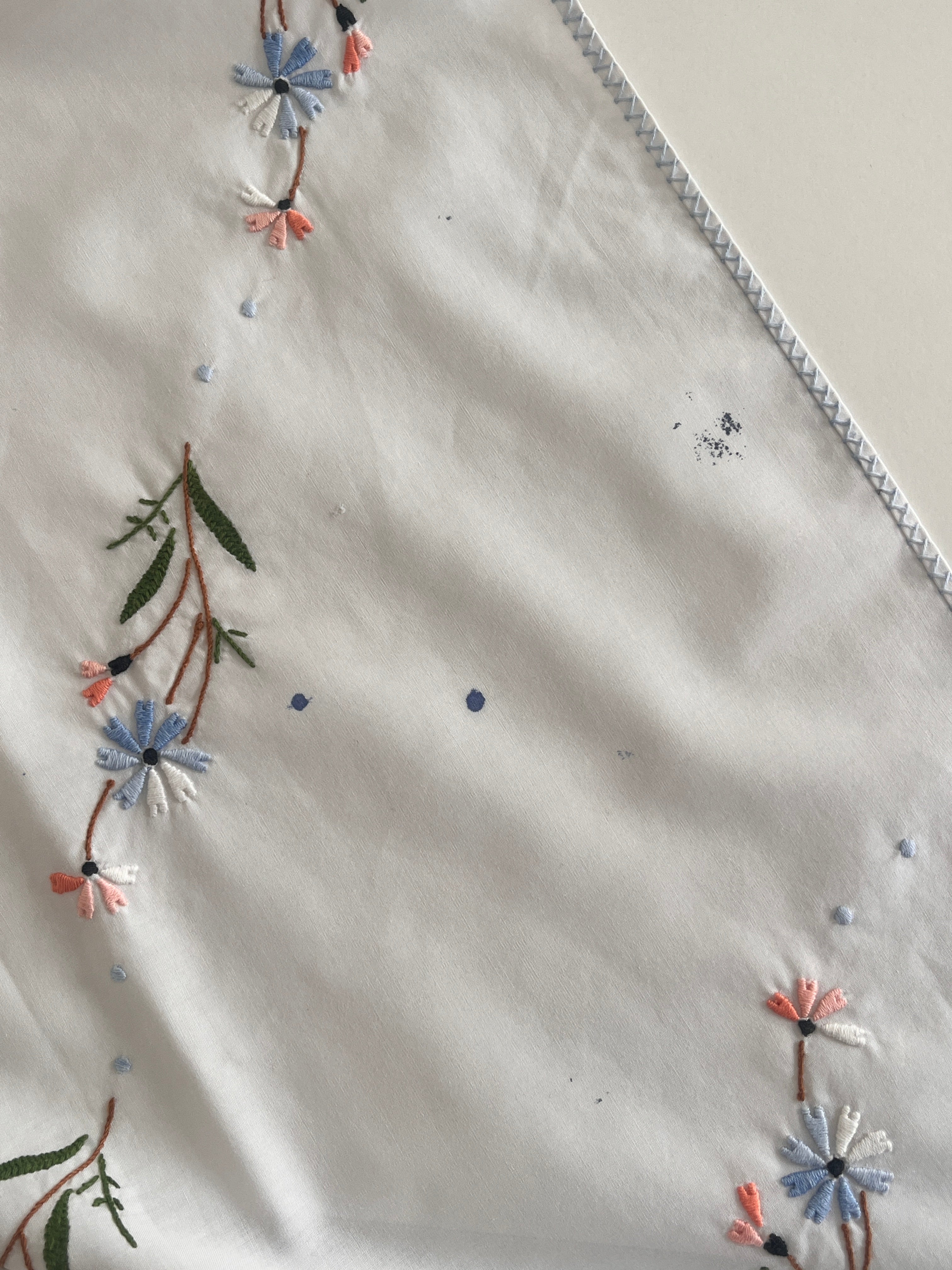 0.84m Morning Walk White Embroidered Small Table Linen