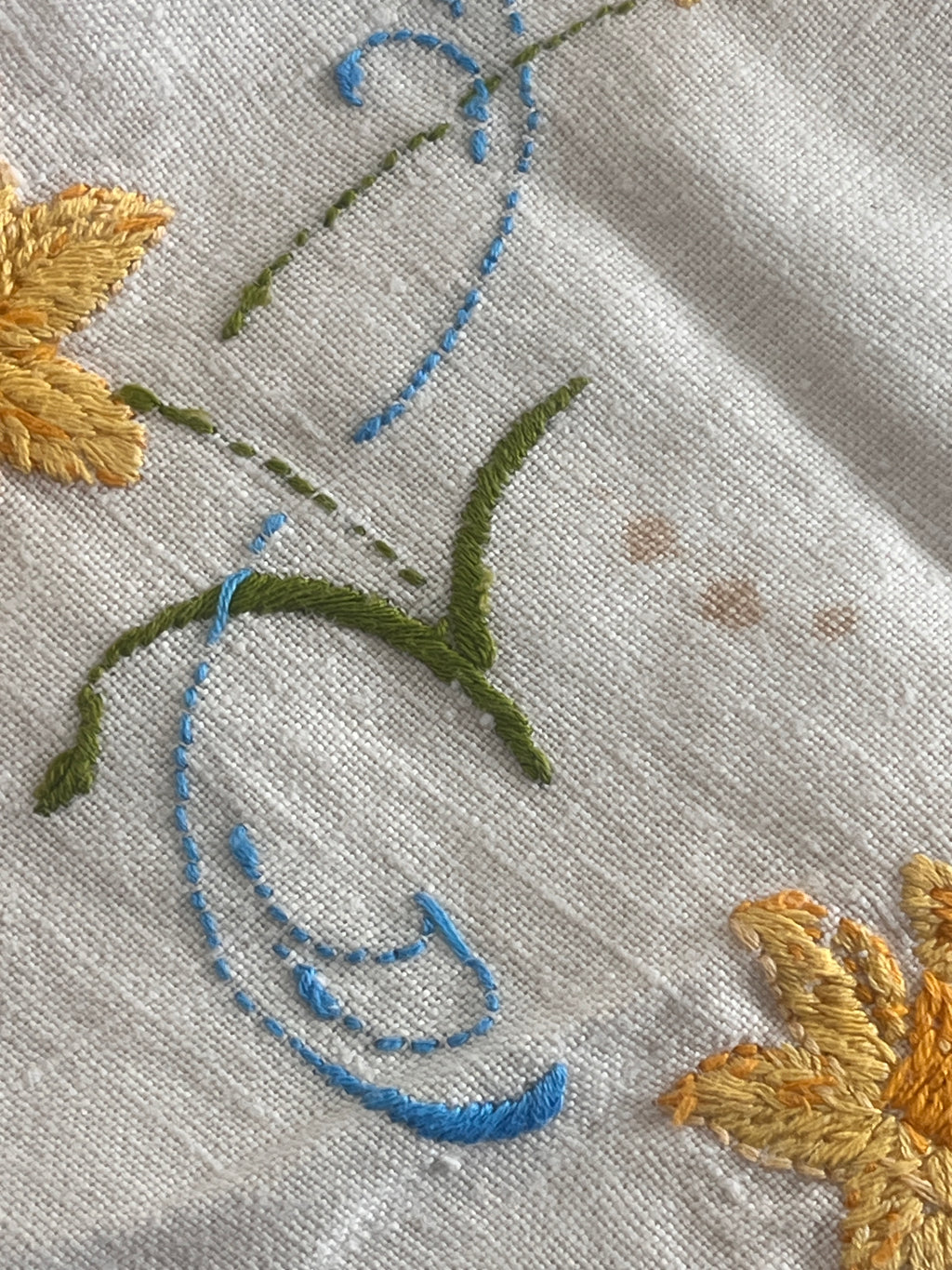 0.87m Daffodil Embroidered Soft Square Table Linen