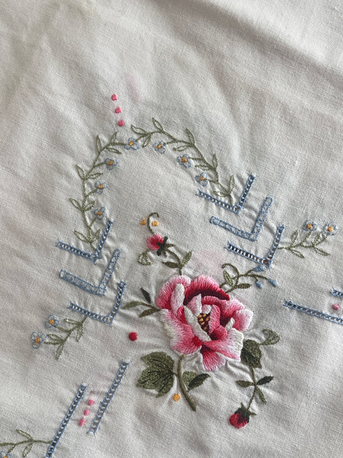 0.83m Under the Rose Pergola Embroidered White Square Table Linen