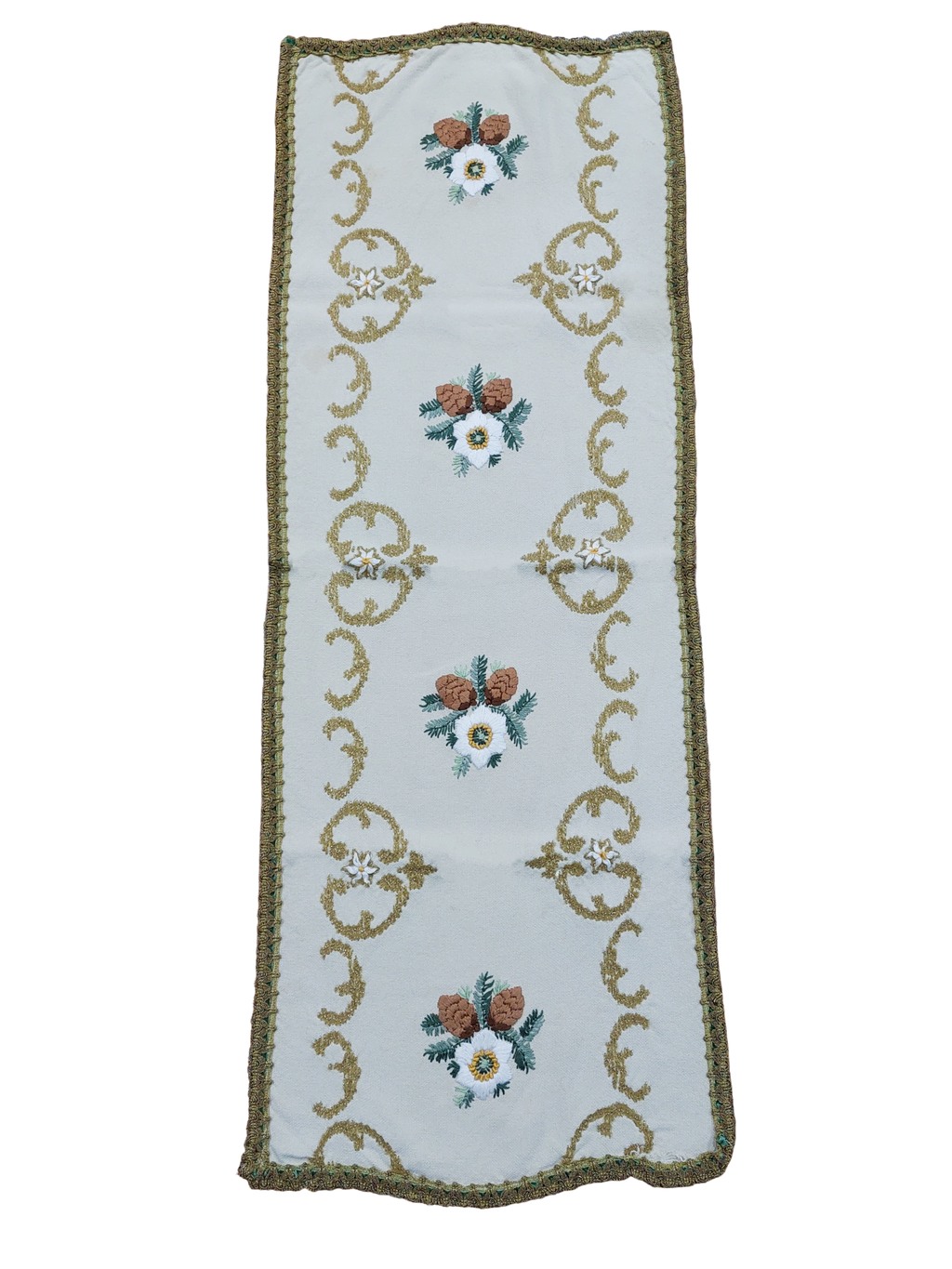 1.10m Antique Holiday Embroidered Table Runner