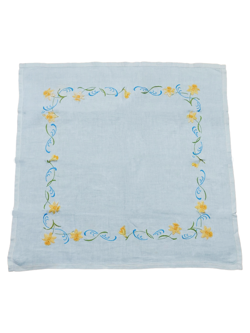 0.87m Daffodil Embroidered Soft Square Table Linen
