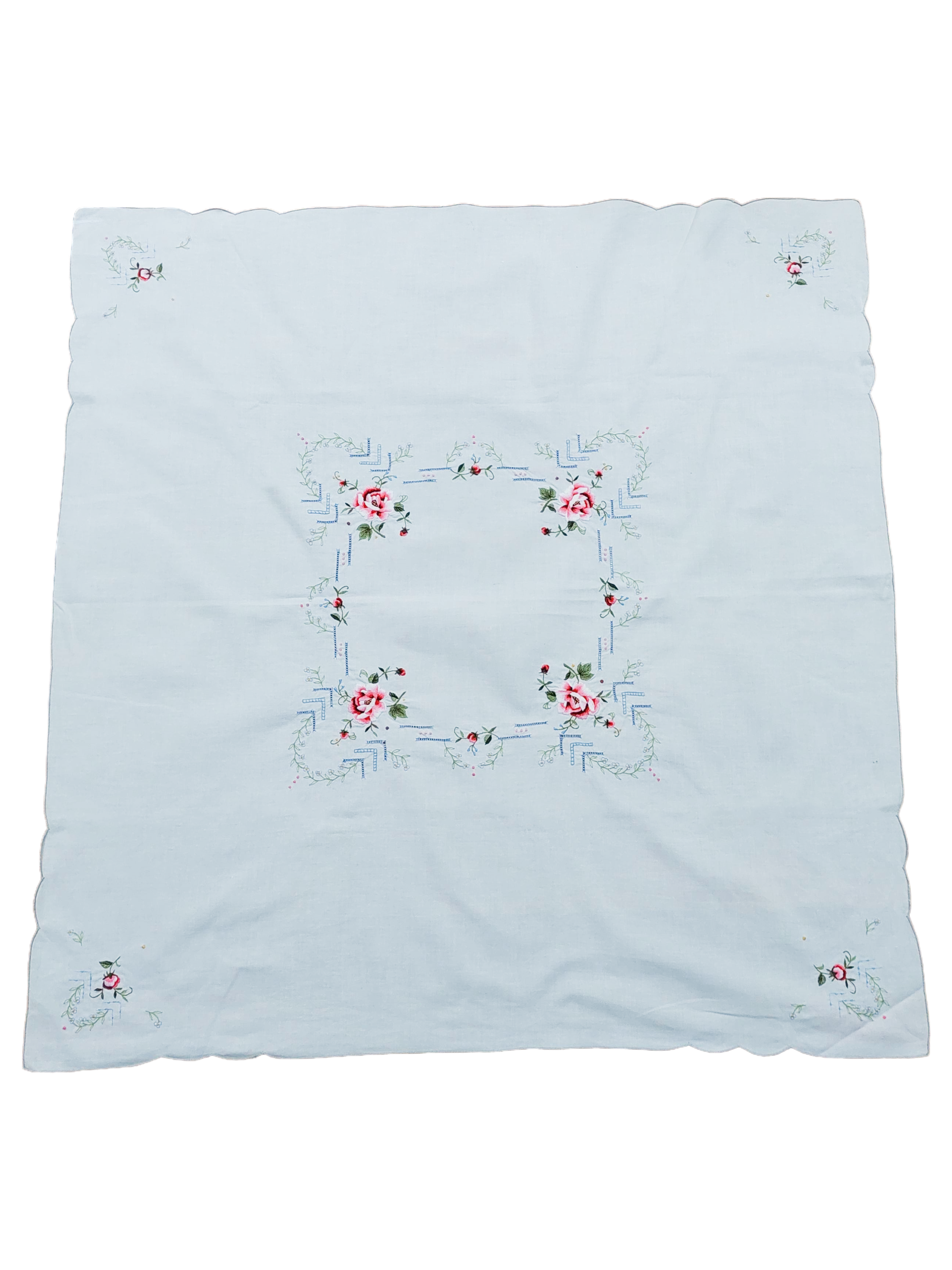 0.83m Under the Rose Pergola Embroidered White Square Table Linen