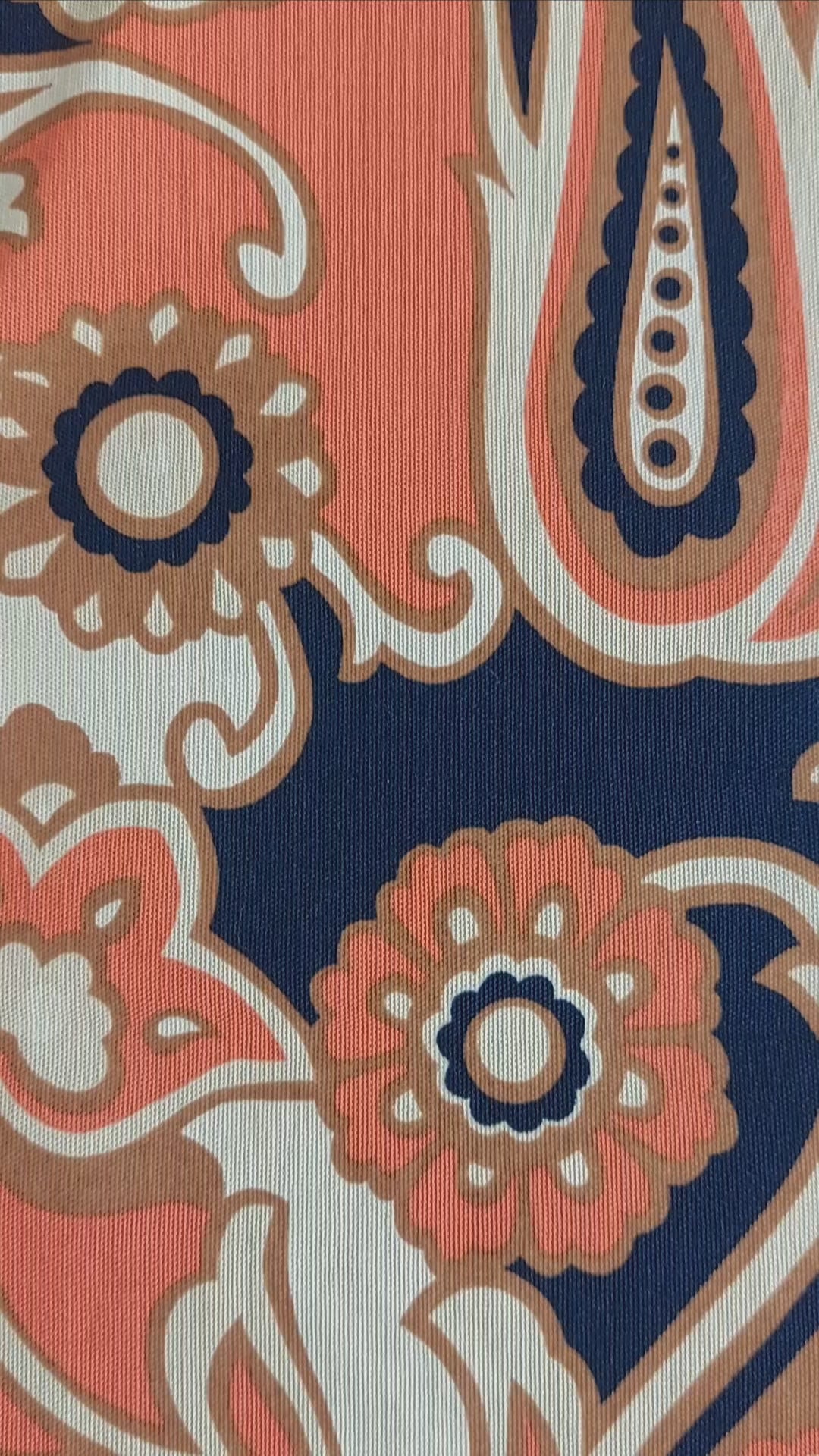 1.54m That 70s Print Cotton Canvas in Orange and Navy