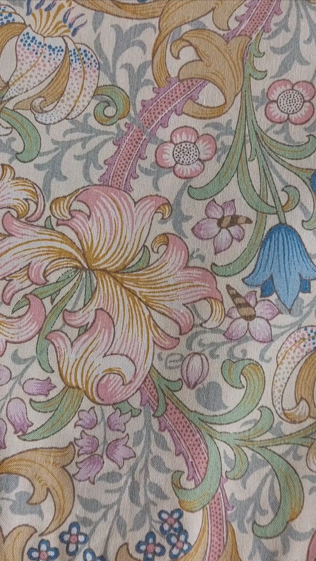1.52m 1960s William Morris ‘Golden Lily’ Linen Curtain