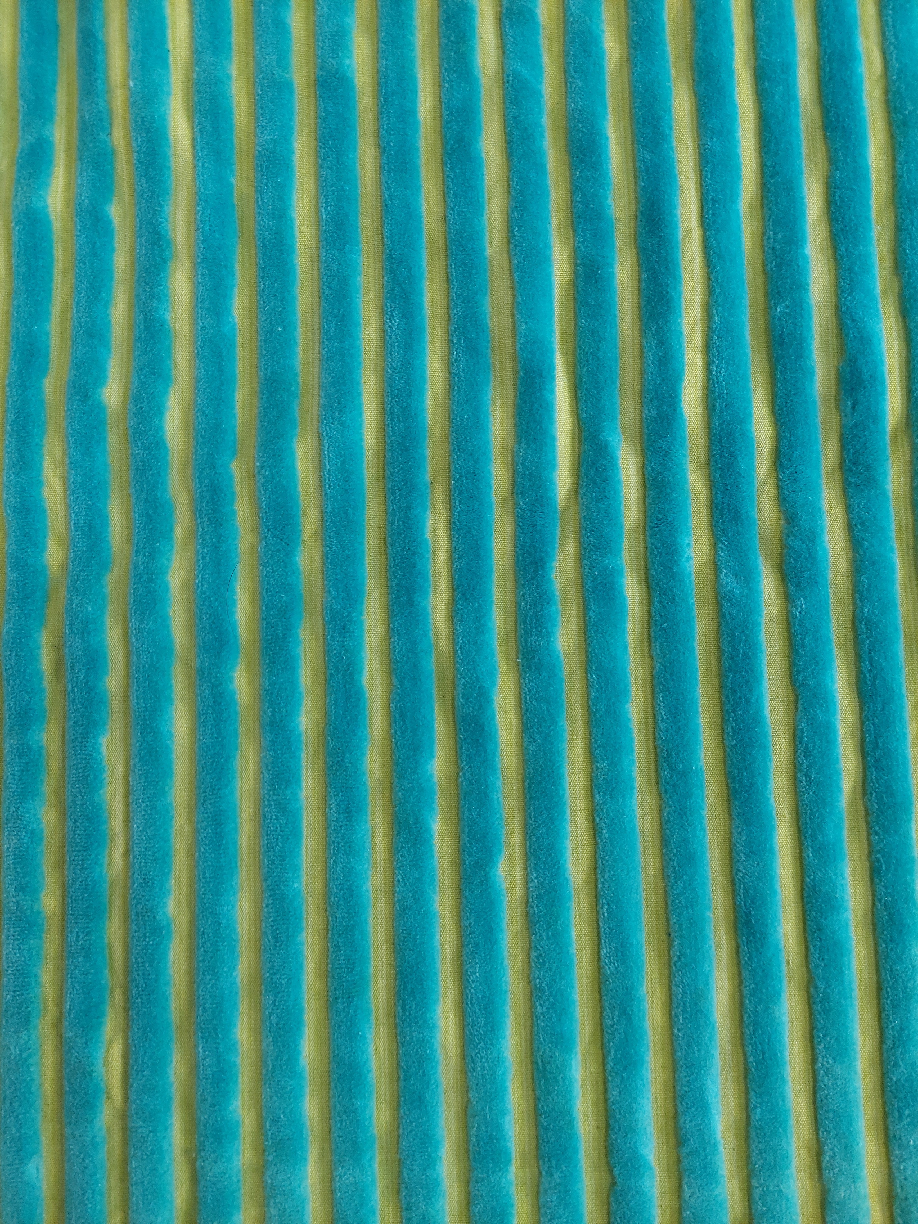 1.4m Retro Lime and Teal Velvet Fuzz Upholstery Fabric