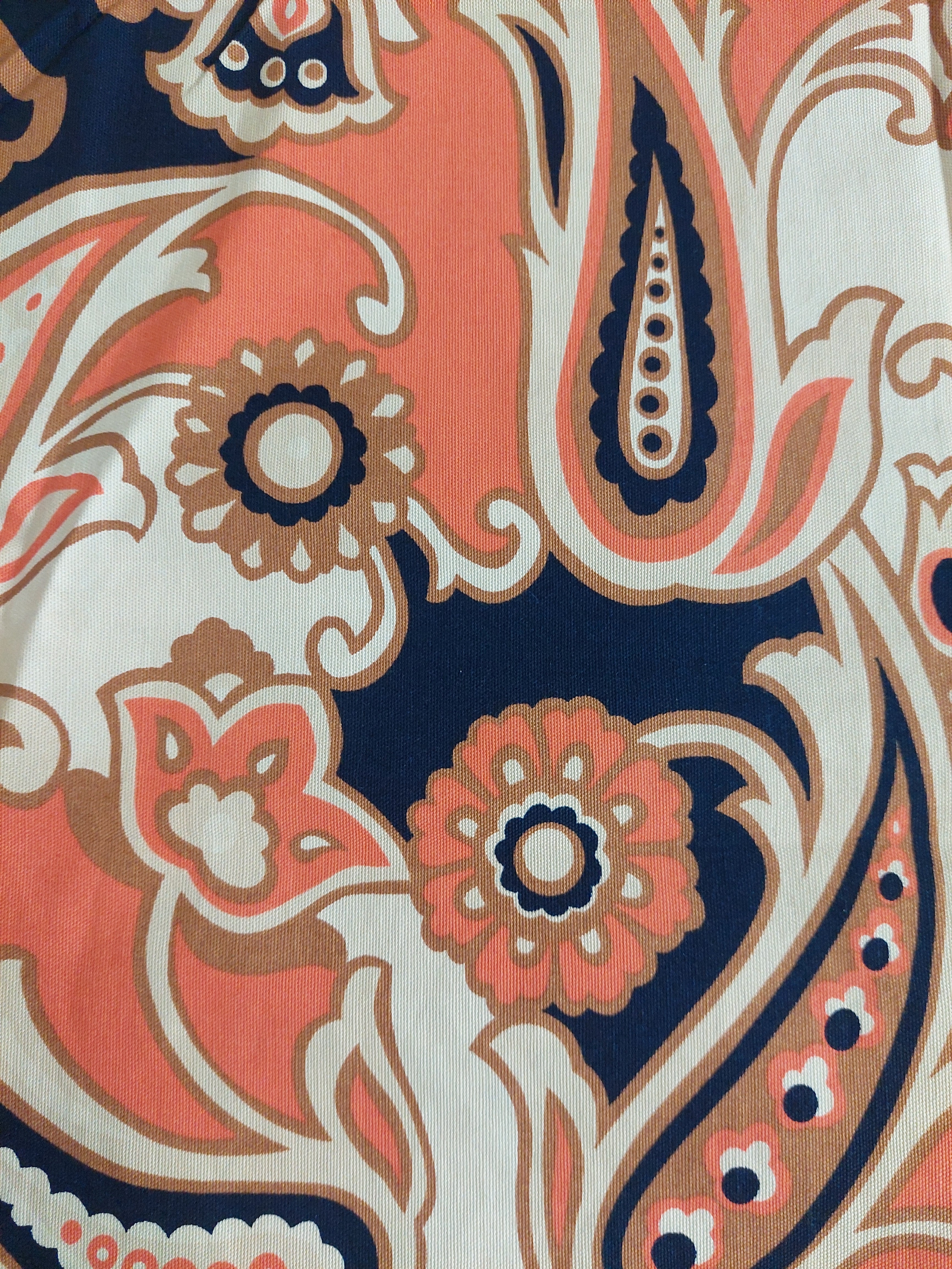 1.54m That 70s Print Cotton Canvas in Orange and Navy